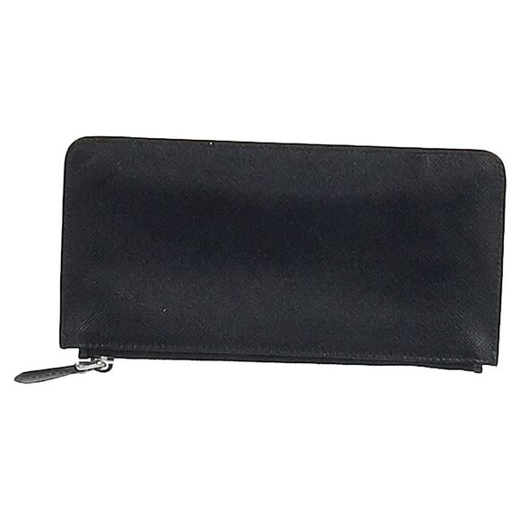 Prada Bellhop Zipped Key Holder Wallet in Black Saffiano Leather